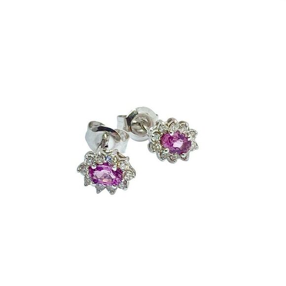 Diamond Sapphire Earrings 18k Gold Stud .90 CTW Certified $2,490 921516 - Picture 3 of 8